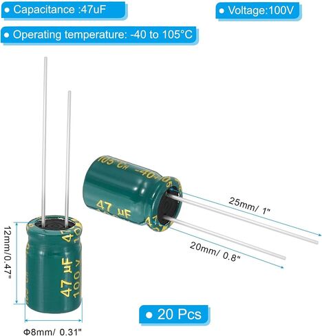 PATIKIL 100V 330uF Electrolytic Capacitors, 10Pcs 13x20mm Aluminum High Frequency Electrolytic Capacitors for TV, LCD Monitor, Refrigerator, Circuit Boards, Green in Saudi Arabia