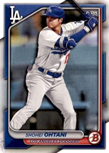Shohei Ohtani 2024 Bowman Baseball Series Mint Card #33 made by Topps One of the First cards picturing him in his new White Los Angeles Dodgers Jersey in Saudi Arabia