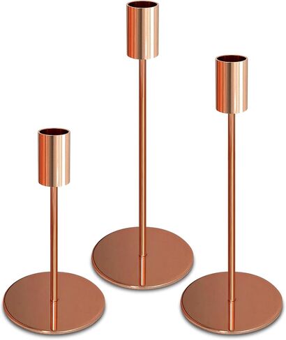 French Gold Candlestick Holders for Taper Candles Set of 3, Metal Tapered Candle Holders, Tall Candle Sticks Holder Decor for Wedding, Dinning, Party, Anniversary, Fits 3/4 Inch Thick Candle in Saudi Arabia