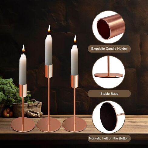 French Gold Candlestick Holders for Taper Candles Set of 3, Metal Tapered Candle Holders, Tall Candle Sticks Holder Decor for Wedding, Dinning, Party, Anniversary, Fits 3/4 Inch Thick Candle in Saudi Arabia