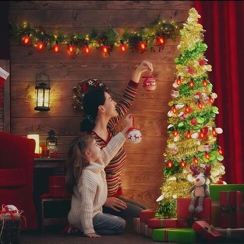 25 حزمة من مصابيح عيد الميلاد الحمراء C9 من GOOTHY، مصابيح بديلة متوهجة بقاعدة E17 لأضواء عيد الميلاد الخارجية، مصابيح الشموع، مصابيح إضاءة ليلية 7 وات، 120 فولت - أحمر in Saudi Arabia