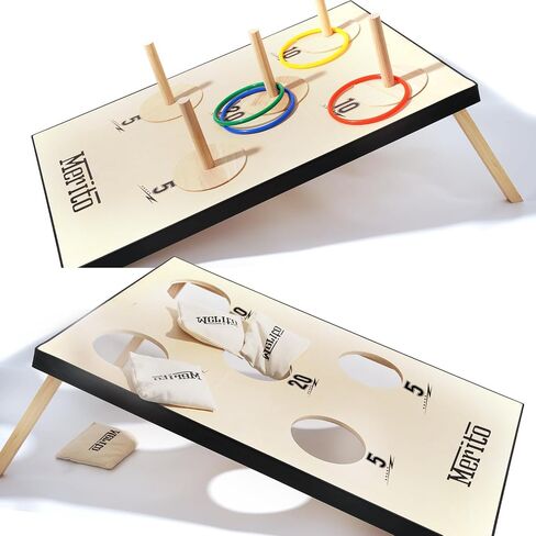Merito 2-in-1 Board Games, Cornhole Board Set & Ring Toss Game, Perfect Reinvented Outdoor Games for Backyard, Beach, Camping and Party in Saudi Arabia