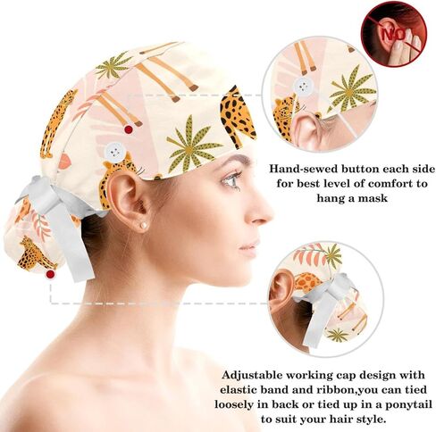 Women's Working Caps with Bow Scrunchies Cute Dog Paws Pattern Lace-Up Hat Unisex Hair Covers One Size in Saudi Arabia