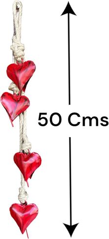 فن معلق على الحائط على شكل أجراس قلب معدنية عتيقة | رمز الحب، ديكور مزرعة ريفية، هدية عيد الحب له/لها، زينة ديكور المنزل بوهو بارتفاع 50 سم in Kuwait