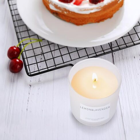 Lemon Lavender Scented Candle for Men & Women, Highly Scented, Long Lasting, All Natural Soy Candles, Home Decor, White Glass Jar Candle with Gift Box in Saudi Arabia