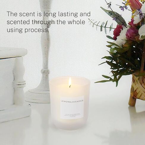 Lemon Lavender Scented Candle for Men & Women, Highly Scented, Long Lasting, All Natural Soy Candles, Home Decor, White Glass Jar Candle with Gift Box in Saudi Arabia