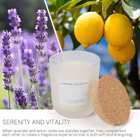 Lemon Lavender Scented Candle for Men & Women, Highly Scented, Long Lasting, All Natural Soy Candles, Home Decor, White Glass Jar Candle with Gift Box in Saudi Arabia