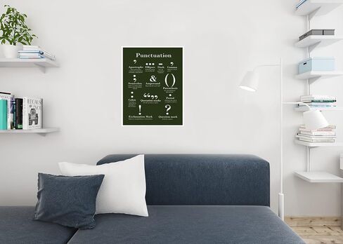 Punctuation Grammar Writing Chart Poster Green Color English Class Sign Diagram Classroom Educational Cool Wall Art Print Poster 16x24 in Saudi Arabia