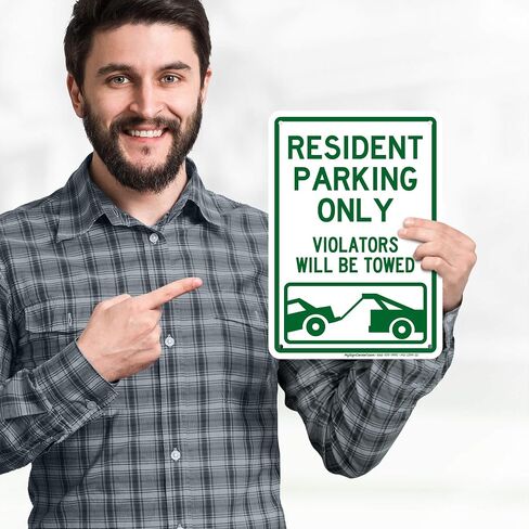 Resident Parking Only Violators Will Be Towed Sign, 10x14 Inches, Rust Free .040 Aluminum, Fade Resistant, Made in USA by My Sign Center in Saudi Arabia