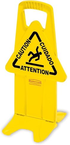 Rubbermaid Commercial Products "Caution Wet Floor" Sign, 26-Inch, Yellow, 2-Sided, Floor Warning Sign for Public Spaces, Pack of 6 in Kuwait