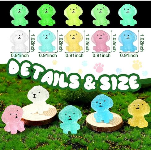 Suzile 60 Pcs Luminous Mini Puppy Statue Micro Cute Animal Landscape Decoration Glow in The Dark Mini Resin Animal for Home Garden Micro Landscape Desktop Cake Decoration(Lovely Style) in Saudi Arabia