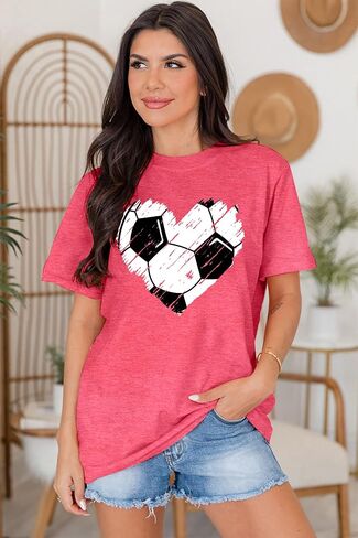 Baseball T Shirts for Women Baseball Mom Shirt Tee Funny Baseball Heart Graphic Casual Baseball Lover Gifts in Saudi Arabia
