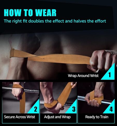 أحزمة معصم جلدية فاخرة لرفع الأثقال من HiRui لرفع الأثقال وكمال الأجسام ورفع الأثقال وتدريبات القوة - تقلل من الانزلاق أقصى دعم لقبضة اليد للرجال والنساء، قطعتان in Kuwait