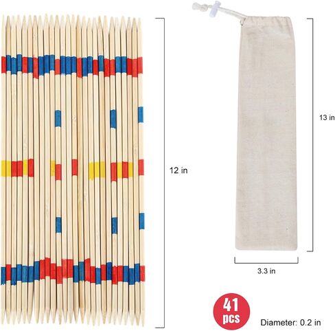 41 Piece 12 Inch Bamboo Pick Up Sticks Game Classic Table Game Fun Family Board Game Gift for Adults and Kids in Saudi Arabia