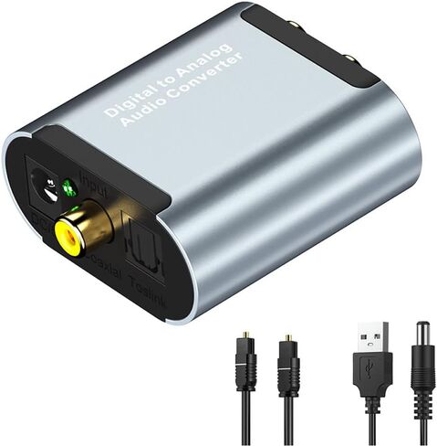 محول Tianle 192 كيلو هرتز DAC، محول SPDIF Toslink الرقمي إلى محول صوت ستيريو تناظري، محول R/L مع كابل بصري، مقبس 3.5 مم متوافق مع HDTV PS4 Xbox DVD Blu-ray، أسود in Kuwait