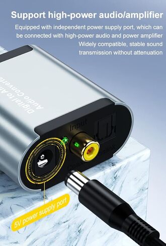 محول Tianle 192 كيلو هرتز DAC، محول SPDIF Toslink الرقمي إلى محول صوت ستيريو تناظري، محول R/L مع كابل بصري، مقبس 3.5 مم متوافق مع HDTV PS4 Xbox DVD Blu-ray، أسود in Kuwait