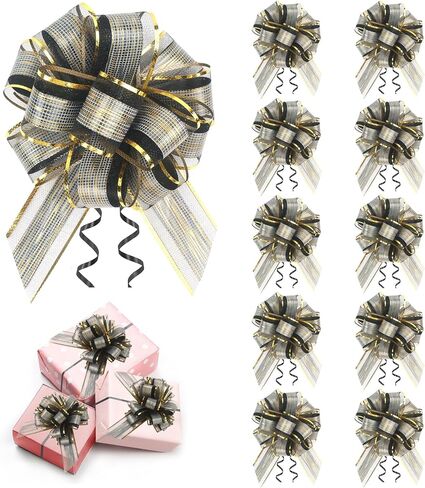 20 Pack Large Pull Bows 6 Inch - Big Gold Bows for Gift Wrapping, Ribbon Pull Bows for Mother's Day, Wedding Baskets Birthdays Gift in Saudi Arabia