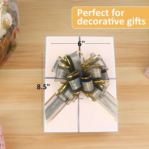 20 Pack Large Pull Bows 6 Inch - Big Gold Bows for Gift Wrapping, Ribbon Pull Bows for Mother's Day, Wedding Baskets Birthdays Gift in Saudi Arabia