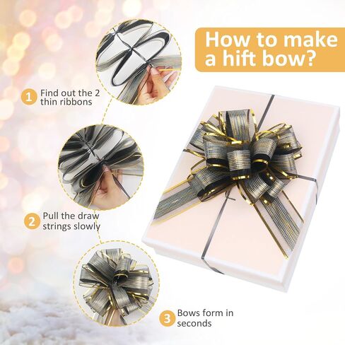 20 Pack Large Pull Bows 6 Inch - Big Gold Bows for Gift Wrapping, Ribbon Pull Bows for Mother's Day, Wedding Baskets Birthdays Gift in Saudi Arabia