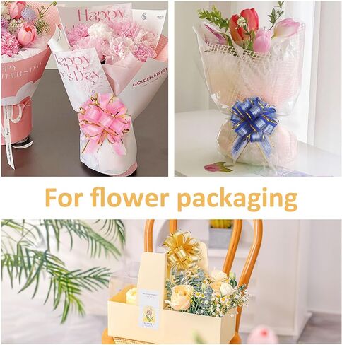 20 Pack Large Pull Bows 6 Inch - Big Gold Bows for Gift Wrapping, Ribbon Pull Bows for Mother's Day, Wedding Baskets Birthdays Gift in Saudi Arabia