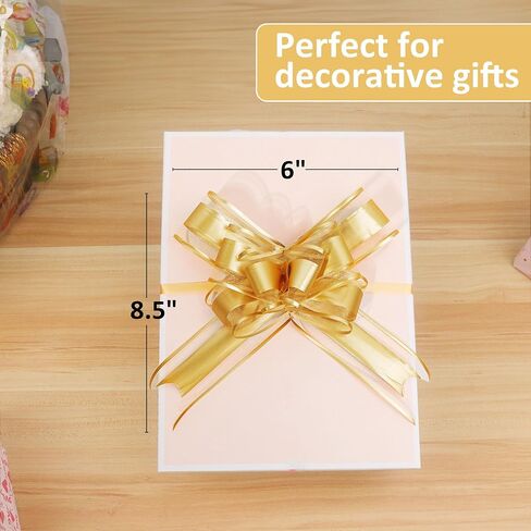 20 Pack Large Pull Bows 6 Inch - Big Gold Bows for Gift Wrapping, Ribbon Pull Bows for Mother's Day, Wedding Baskets Birthdays Gift in Saudi Arabia