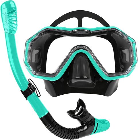 Snorkeling Gear Set - Anti-Fog Mask, 3-Piece Dry Top Snorkel, Panoramic 3 Window View, Food Grade Silicone, Travel Size with Gear Bag for Adults, Men, Women, Swimming, Diving in Saudi Arabia