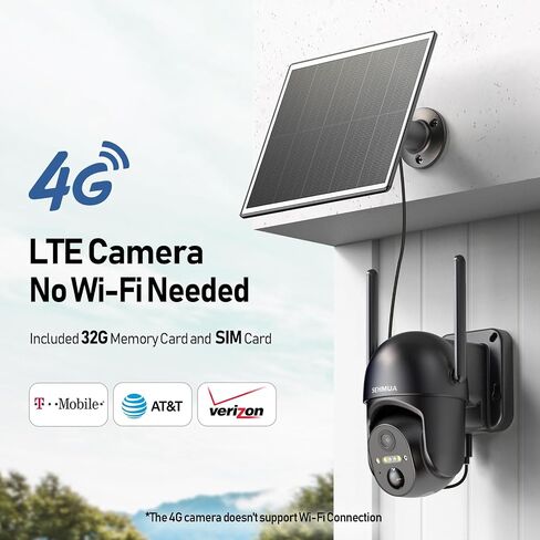 SEHMUA 4G LTE Cellular Security Camera - 24/7 Recording, 20W Solar Panel, 2K HD Video, 360° View, Color Night Vision, No Wi-Fi Needed Outdoor Camera, Grey in Saudi Arabia