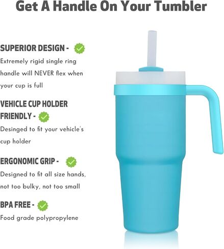 Tumbler Handle for Stanley 14oz Quencher H2.0 Flowstate Tumbler, Pack of 2 Tumbler Handles,Anti Slip, Car Cup Holder Friendly, Improved Grip, Reduced Spills (Light Pink, 14 oz) in Saudi Arabia