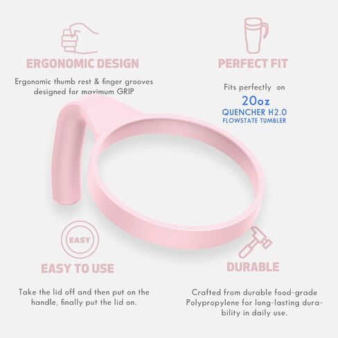 Tumbler Handle for Stanley 14oz Quencher H2.0 Flowstate Tumbler, Pack of 2 Tumbler Handles,Anti Slip, Car Cup Holder Friendly, Improved Grip, Reduced Spills (Light Pink, 14 oz) in Saudi Arabia