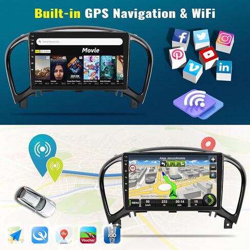 [8 Core 4G+64G] Android 13 Car Stereo for Nissan Juke 2011-2016 with Wireless Apple Carplay Android Auto,9'' Touchscreen Car Radio with WiFi,GPS Navigation,Bluetooth,FM/RDS,SWC+Backup Camera in Saudi Arabia