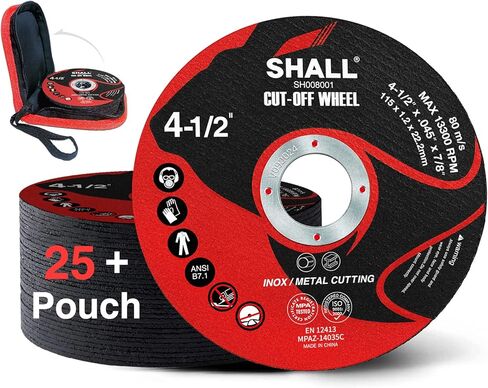 يجب أن تحتوي على 25 عجلة قطع، 115 × 1.2 × 22.2 مم، عجلة قطع مع حقيبة لمطحنة الزوايا، قرص قطع سريع من المعدن والفولاذ المقاوم للصدأ مقاس 4.5 بوصة، عجلة مطحنة لقطع المعادن للأغراض العامة in Kuwait