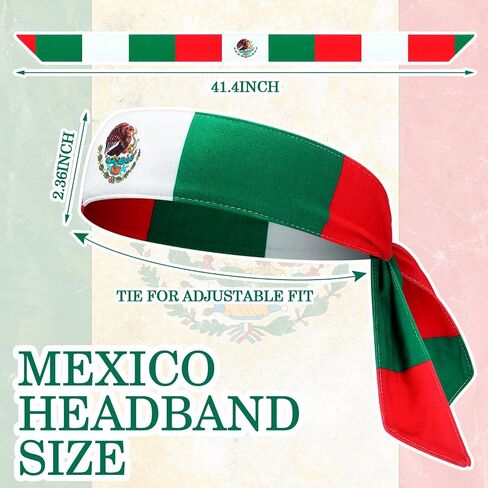 meekoo 12 Pcs Mexico Country Flag Headbands Mexican Bandana with National Flag Headband Sweatbands for National Sports Events Mexico Headband for Men Women Soccer, Tennis, Workout, Costume in Saudi Arabia