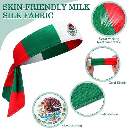 meekoo 12 Pcs Mexico Country Flag Headbands Mexican Bandana with National Flag Headband Sweatbands for National Sports Events Mexico Headband for Men Women Soccer, Tennis, Workout, Costume in Saudi Arabia