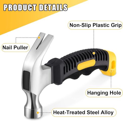 8 قطع مطرقة مخلبية صغيرة 8 أونصة مطارق معدنية صغيرة للأطفال والنساء والرجال، مطرقة تخييم صغيرة خفيفة الوزن مع مقبض مطاطي ناعم لتعليق الصور والحرف اليدوية in Kuwait