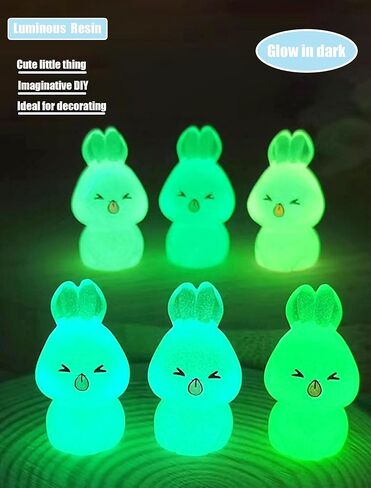 12 قطعة تماثيل صغيرة من الراتنج، تتوهج في الظلام مضيئة طويلة الأذن أرنب لطيف حيوانات صغيرة من الراتنج، حيوانات صغيرة للاختباء، أشكال صغيرة من الراتنج للحرف اليدوية، ديكو المكتب، ديكورات المنزل in Kuwait