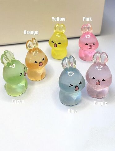 12 قطعة تماثيل صغيرة من الراتنج، تتوهج في الظلام مضيئة طويلة الأذن أرنب لطيف حيوانات صغيرة من الراتنج، حيوانات صغيرة للاختباء، أشكال صغيرة من الراتنج للحرف اليدوية، ديكو المكتب، ديكورات المنزل in Kuwait