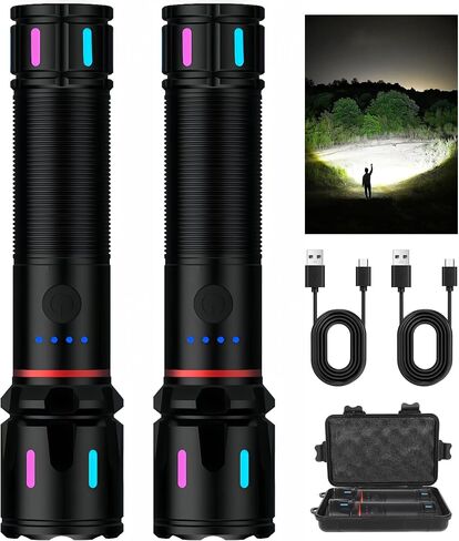 LED Flashlights with Zoomable, Rechargeable Tactical Flashlight for Emergencies, 990000 High Lumens Portable Pocket Powerful Handheld Flashlights for Camping, Hiking, Home Use in Saudi Arabia