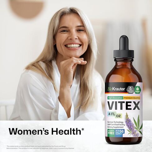 صبغة فيتكس - مكمل مستخلص تشاستيبيري للنساء - تركيبة سريعة الامتصاص - مكمل شجرة تشاست الخالي من الكحول والسكر - قطرات نباتية 4 أونصة سائلة. in Kuwait