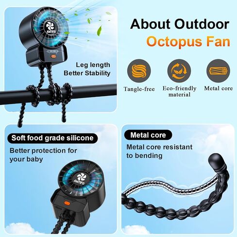 AMTIFO Baby Stroller Fan Portable: High Power Cooling Fan for Car Seat Beach Bike in Saudi Arabia
