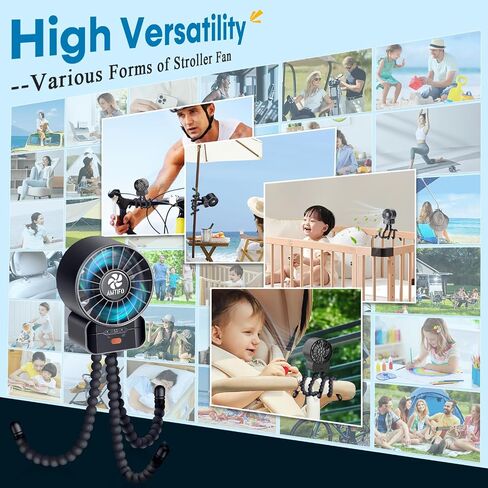 AMTIFO Baby Stroller Fan Portable: High Power Cooling Fan for Car Seat Beach Bike in Saudi Arabia