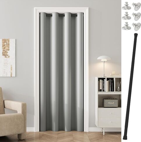 Vatge Curtains for Closet with No Door, Door Curtains for Doorways 80 Inch Length Closet Door Curtains for Closet Door/Hallway Door/Pantry Door/Temporary Door, W42 x L80, Beige, 1 Panel with Rod in Saudi Arabia