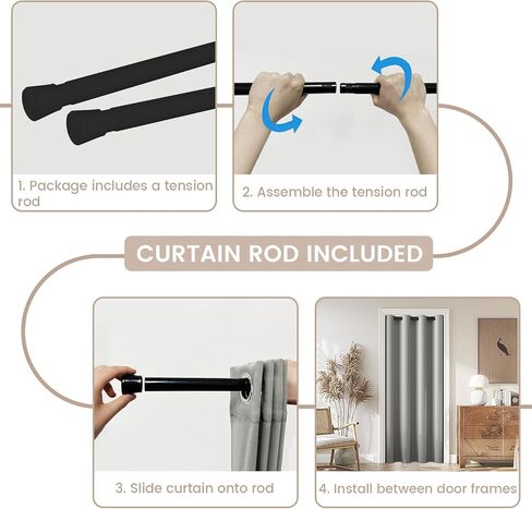 Vatge Curtains for Closet with No Door, Door Curtains for Doorways 80 Inch Length Closet Door Curtains for Closet Door/Hallway Door/Pantry Door/Temporary Door, W42 x L80, Beige, 1 Panel with Rod in Saudi Arabia