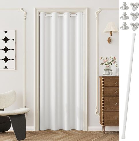 Vatge Curtains for Closet with No Door, Door Curtains for Doorways 80 Inch Length Closet Door Curtains for Closet Door/Hallway Door/Pantry Door/Temporary Door, W42 x L80, Beige, 1 Panel with Rod in Saudi Arabia