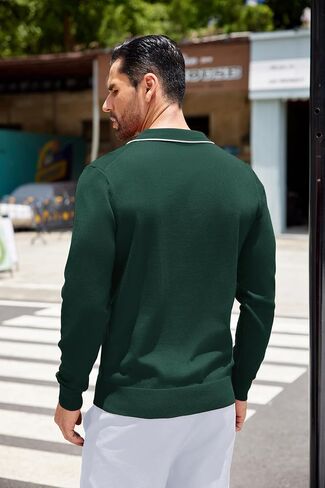 COOFANDY Knitted Long Sleeve for Men Button Collar Polo Sweaters Casual Business Dress Polo Fall Mens Sweater Polo Brown in Saudi Arabia