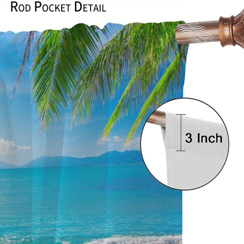 Romantic Flamingo Curtains Natural Landscape Summer Ocean Beach Shells Art Printed Rod Pocket Blackout Window Drapes for Bedroom Living Room Kitchen Cafe Decor W21xL45in Decor in Saudi Arabia