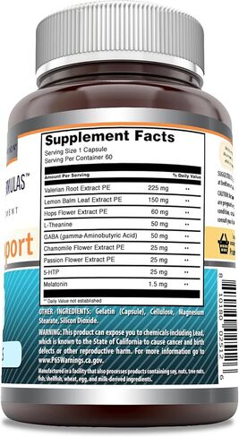 صيغ مذهلة لدعم النوم | مزيج من الميلاتونين، وجذور الناردين، ومستخلص البابونج، وGABA، و5-HTP، والثيانين والمزيد | مكمل غذائي 60 كبسولة | غير معدل وراثيًا | خالي من الغلوتين | صنع في الولايات المتحدة الأمريكية in Kuwait