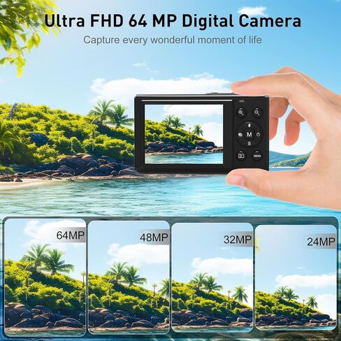 4K Digital Camera for Photography with 5X Optical Zoom, 64MP Autofocus Vlogging Camera, 16X Digital Zoom Compact Travel Camera with Wifi, Anti-Shake, 2 Batteries for Beginners and Teens(White) in Saudi Arabia
