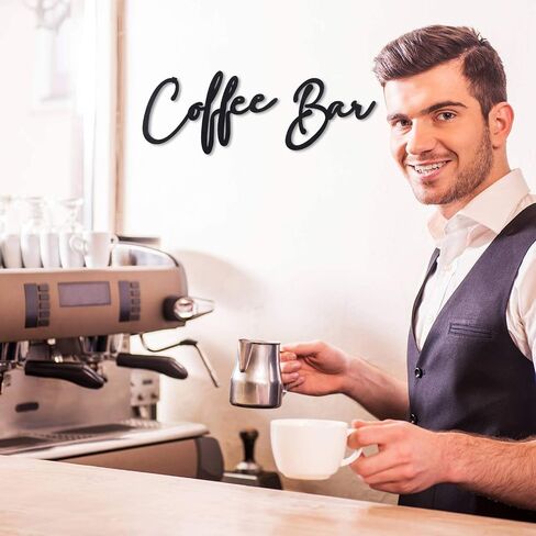 3 Pieces Coffee Bar Sign Coffee Bar Wall Sign Rustic Wooden Coffee Cup Wall Art Coffee Signs for Christmas Coffee Bar Wood Letter Sign Farmhouse Kitchen Wall Decor for Home Restaurants(Black) in Saudi Arabia