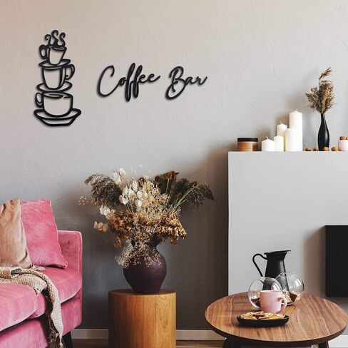 3 Pieces Coffee Bar Sign Coffee Bar Wall Sign Rustic Wooden Coffee Cup Wall Art Coffee Signs for Christmas Coffee Bar Wood Letter Sign Farmhouse Kitchen Wall Decor for Home Restaurants(Black) in Saudi Arabia