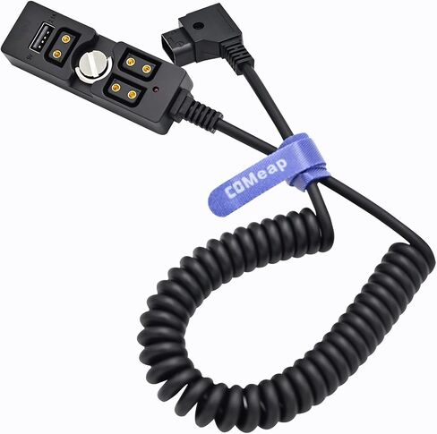 COMeap Dtap Splitter, Equipped with USB Type C Port and 2X Dtap Female Port for V-Mount Camera Battery P-tap Hub with 1/4 Screw LED Indicator Coiled Cable 1.58Ft-3.25Ft in Saudi Arabia